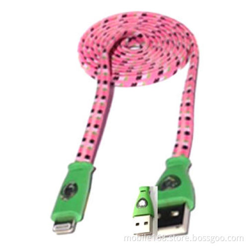 When charging with lighting smile diamond fabric braided wire knitted cable, 10 colours